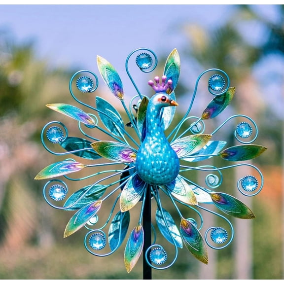 Peacock Sculpture Wind Spinner Large Metal Garden Yard Art Decor Statue Ornament