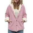 thumbnail image 3 of cocolona Womens Fleece Jackets Fall Casual Long Sleeve Button Jacket Winter Warm Hooded Coats with Pockets, 3 of 7