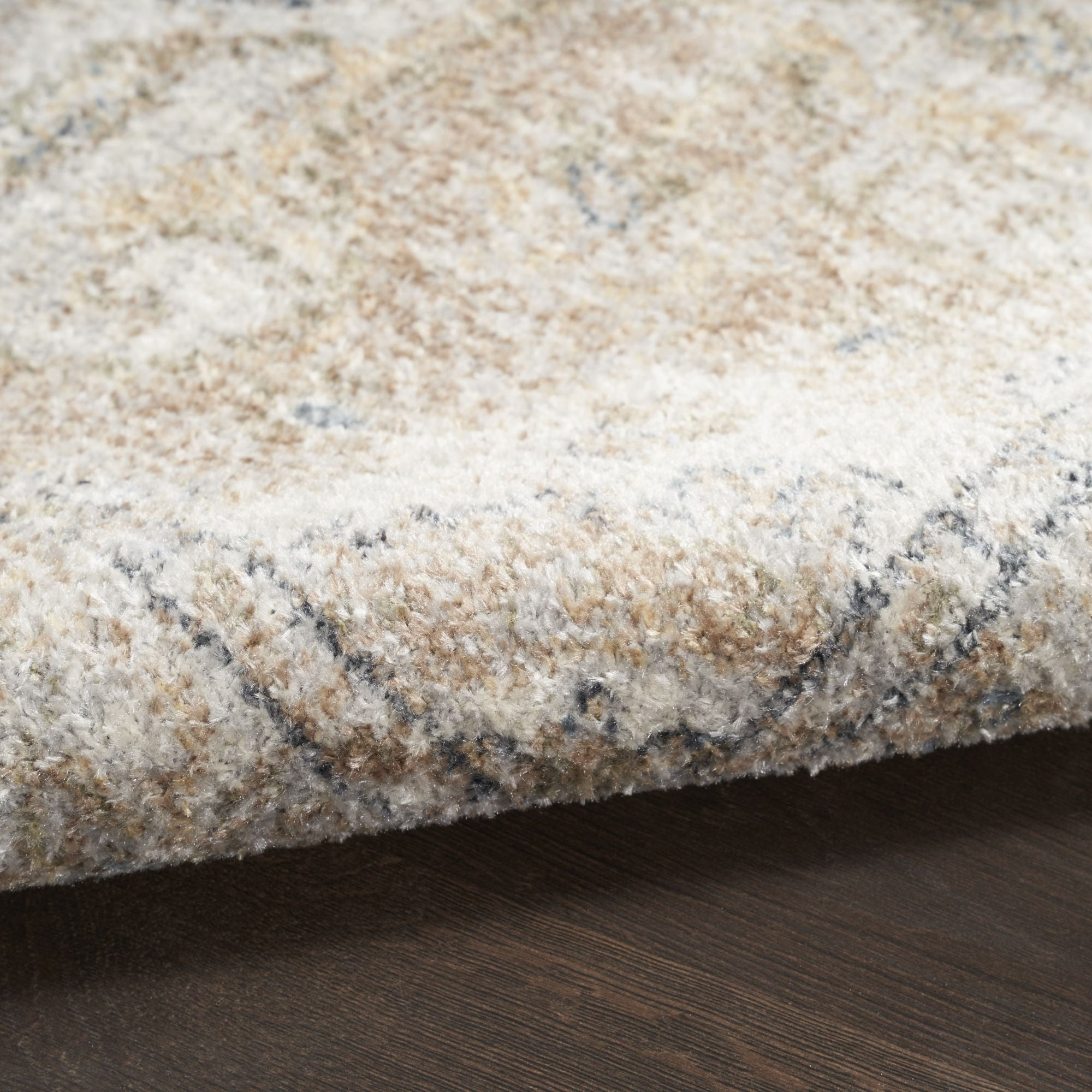 Nourison Astra Machine Washable 5'3" x Round Beige Vintage Indoor Flatweave Rug