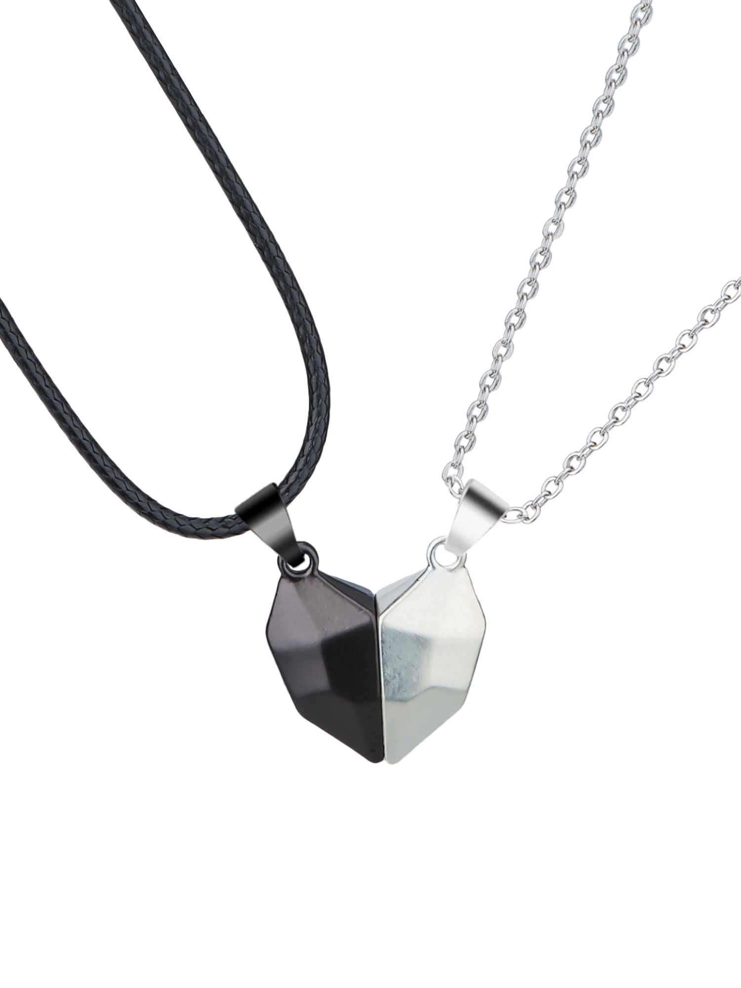 2-Piece Silver & Gold Heart Necklace Set For Women - Stainless Steel Waterproof Layering Jewelry