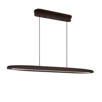 51" Modern Wooden LED Pendant Light with Remote - Adjustable Dimmable Hanging Light for Dining Room, Kitchen Island & Living Room (Walnut Finish)
