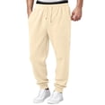 thumbnail image 2 of Mens Jogger Sweatpants Solid Color Loose Fit Casual Trousers Drawstring Elastic Waist Ribbed Cuffed Ankle Pants, 2 of 7