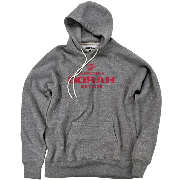 Us Marine Corps Oorah Unisex Adult Slim Fit Pull-Over Heather Hoodie, Athletic Heather, Small
