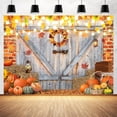 thumbnail image 2 of Fall Backdrop,Farmhouse Barn Door Autumn Backdrop Background,Thankgiving Harvest Pumpkin Thanksgiving Party Decor Banner Backdrop,Fall Theme Baby Shower Birthday Studio Photo Background 6X4FT, 2 of 5