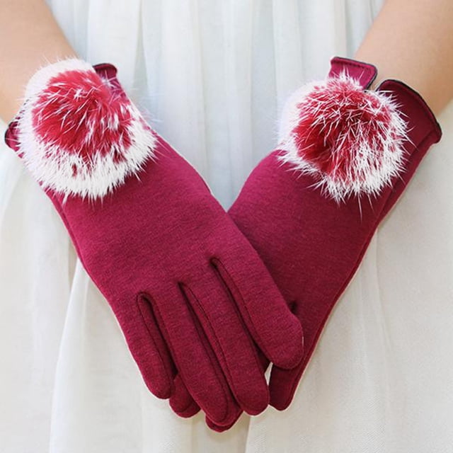 Gants d'Hiver pour Femmes à Écran Tactile pour Temps Froid, Gants Thermiques en Chenille avec Maille Élastique pour Texter, Gants de Conduite, Mitaines, Gants d'Hiver Rouges