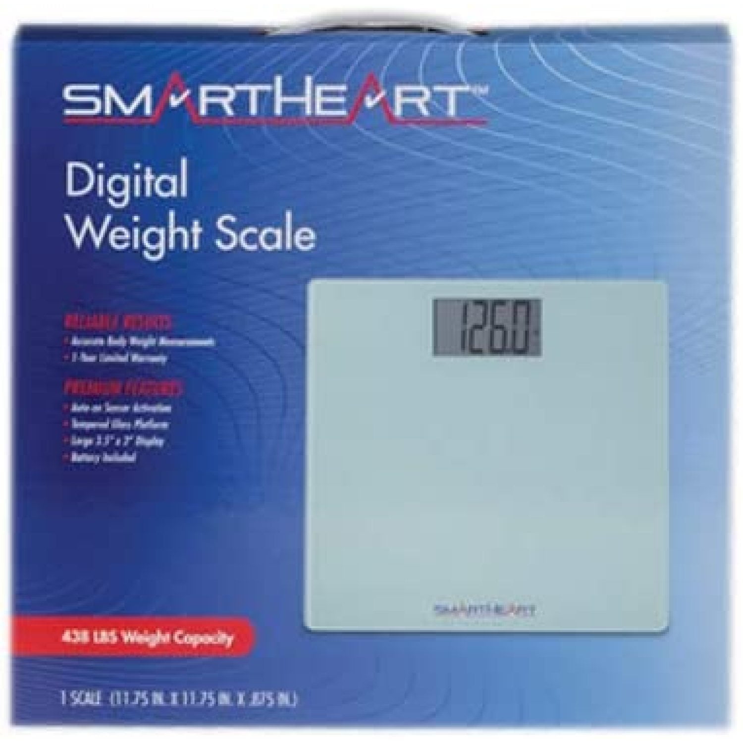 Veridian Smartheart Digital Weight Scale, Blue, Platform made of tempered glass