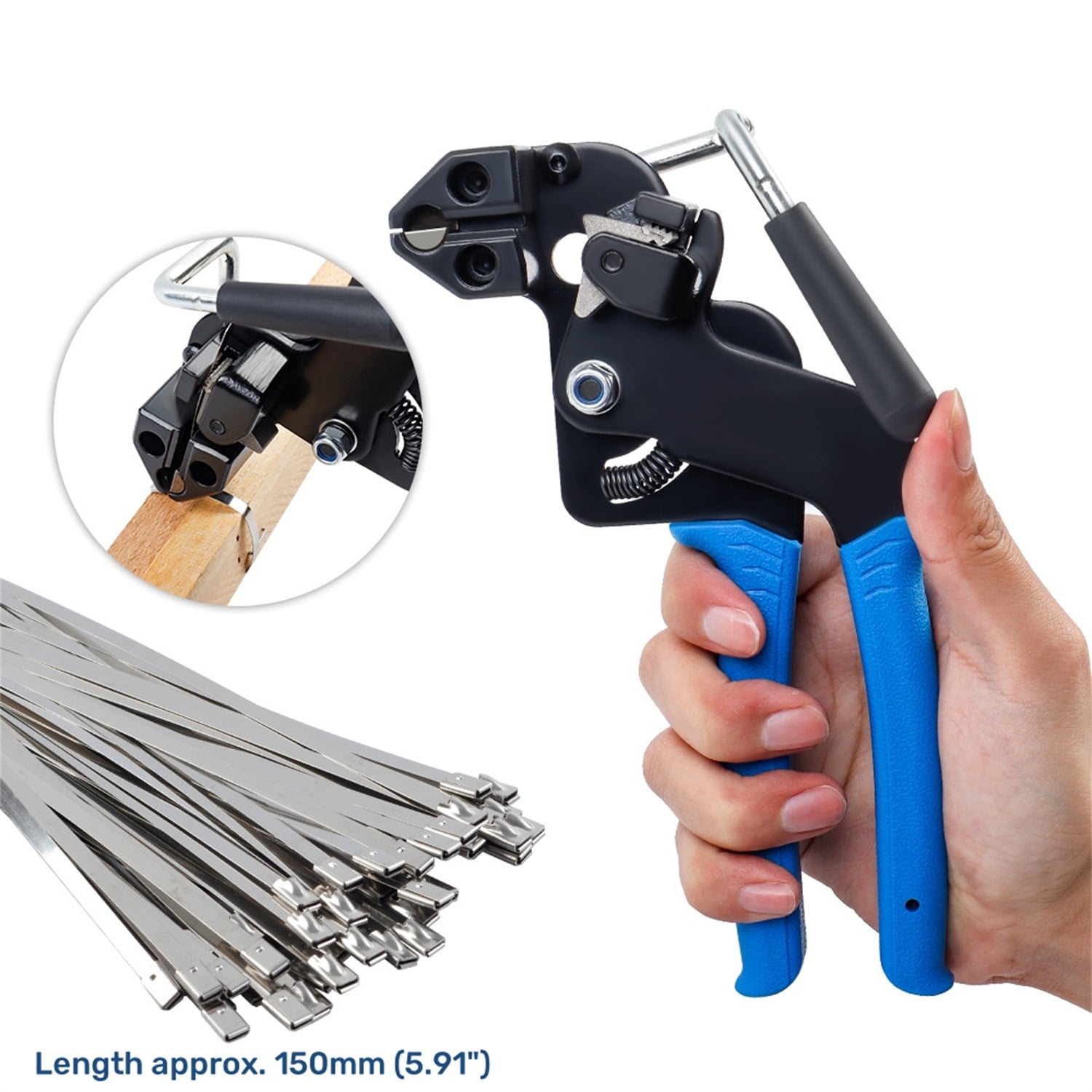 Dingrich Metal Zip Ties Tool Set, Metal Cable Tie Cutter with 150pcs Self-Locking Cable Ties, Cable Tie Tool for Fastening Cutting Stainless Steel Cable Ties, Stainless Steel Zip Ties Gun Kit