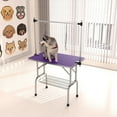 thumbnail image 2 of Demi Bonn 36" Pet Grooming Table for Large Dogs Adjustable Height Portable Trimming Table Drying Table w/Arm/Noose/Mesh Tray, Purple, 2 of 11