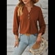 thumbnail image 5 of Camisas Holgadas de Larga Tipo Farol para Mujer, Blusas con Puños Fruncidos para el Trabajo, Blusas de Otoño. Rojo Marrón XL, 5 of 10