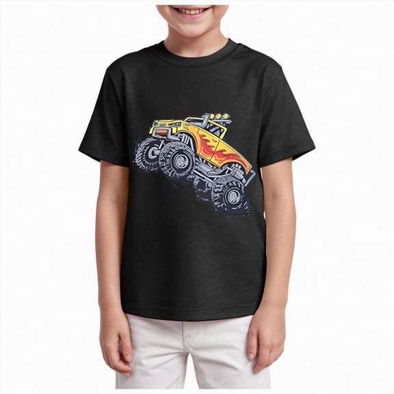 Duqingm Kids Graphic Tees Boys Athletic T-Shirts Quick Dry Short-Sleeve Tops Youth Moisture Wicking Running Sports T-Shirts Black,7-8 Years