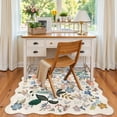 thumbnail image 3 of Washable 4x4 Square Area Rug: Floral Scalloped Soft Rugs For Living Room Bedroom Non Slip Bathroom Floor Mat Water Resistant Low Pile Carpet Kitchen Entryway (4x4 Cream), 3 of 7