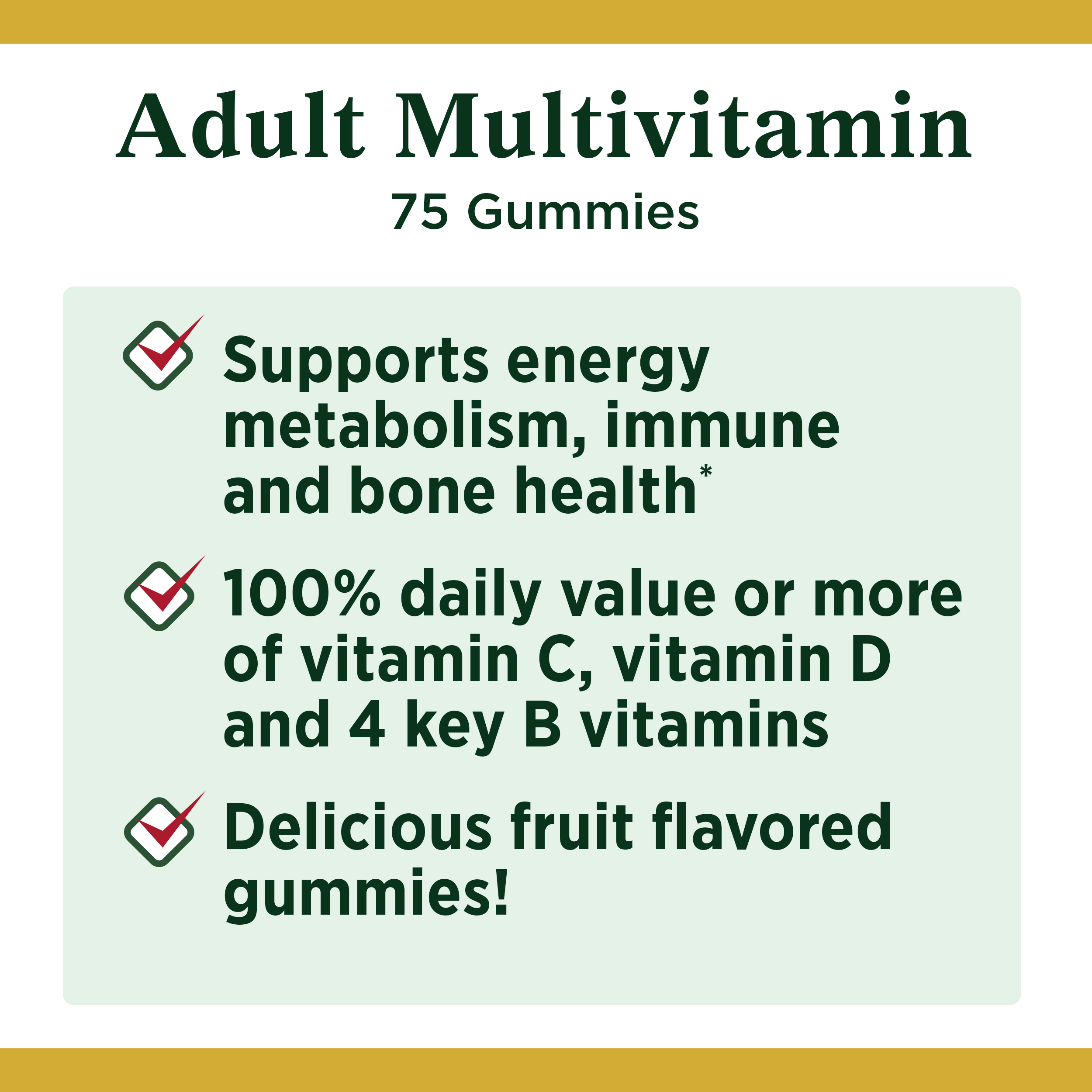 Nature's Bounty Adult Multivitamin Gummies, Multi-Flavored Vitamins, 75 Ct - image 4 of 7