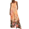 thumbnail image 2 of Homenesgenics Womens Jumpsuits Summer Women's Printed Jumpsuit Casual Button Pocket Sleeveless Wide Leg Trousers Orange L, 2 of 8