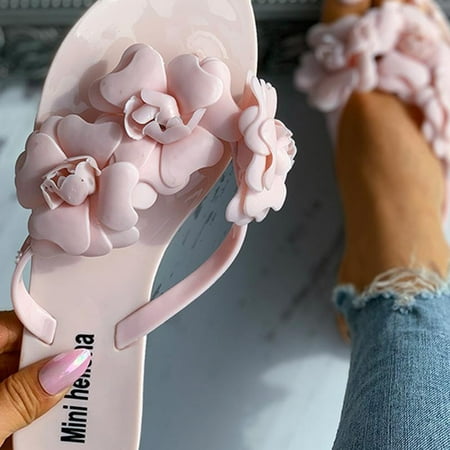 

Women s Fashion Flower Flip Flops Ladies Flat Slip On Beach Slippers Shoes