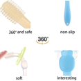 thumbnail image 2 of Paquete de 2 mordedores para bebés, cerdas suaves, cepillos de dientes de entrenamiento de 360 grados, juguetes de dentición de silicona/chupete, masajeadores de encías para bebés recién nacidos, 2 of 5