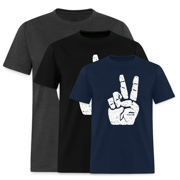EcoLoom Peace Hand Sign Short Sleeve Unisex T Shirt Navy-XL
