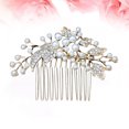 thumbnail image 3 of EeaseCA Wedding Rhinestone Alloy Leaf Hair Comb Bridal Pearl Beaded Comb Jewelry for Decoration Party (Golden), 3 of 7