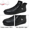 thumbnail image 3 of Men's Casual Loafers Leather Hand-stitched Lightweight Non-Slip Breathable Hiking Outdoor Soft Flat Boots Mid-Top Shoes Black 7 US, 3 of 7
