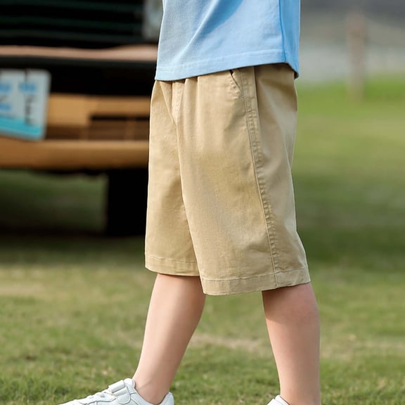 Summer Shorts Comfortable Khaki Shorts Elastic Waist Boys Clothes Size 5-6 Years