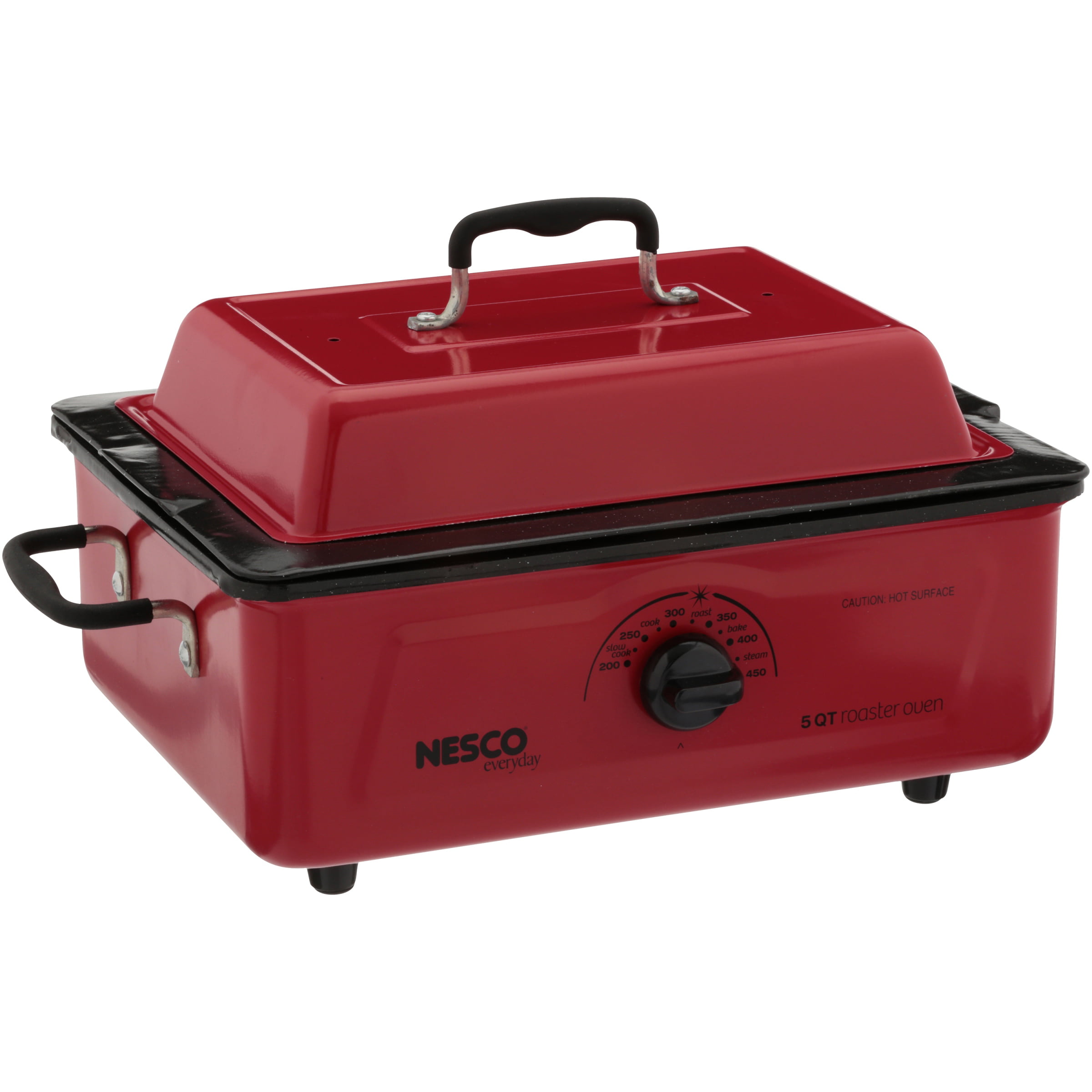 600 watts Red Roaster Oven with Porcelain Cookwell 5 quart NESCO 4815-12 