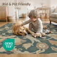 thumbnail image 4 of ODIKA 4'x6' Teal Floral Plume Charcoal Tufted Washable Area Rug Intricate Botanical Motif With Vintage And Artistic Flair for Dorm Room, Small Living Stain Resistant Low Profile, Easy Care, 4 of 7