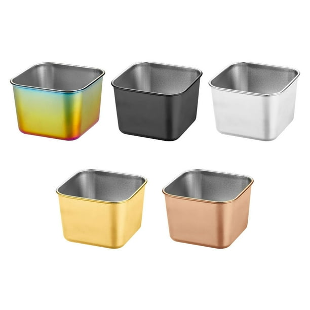 Tazas pequeñas para , cuenco cuadrado de acero inoxidable fácil de limpiar, accesorios personalizados para fiesta de boda, 5 uds.