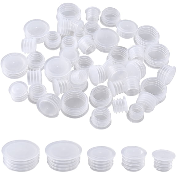 50PCS 5 Sizes Plastic Salt And Pepper Shaker Stopper 3/8 to 3/4 Inch Replacement Plug Bottle Stoppers Reusable Clear Round End Insert