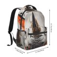 thumbnail image 2 of Zufioo Polka Dot Rhino Welcome Print Casual Student Backpack, Adjustable Shoulder Straps Multi-Function Multi-Pocket Sports Bag Travel Backpack, Unisex-One Size, 2 of 5