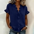 thumbnail image 2 of Guluxicc Women's Blouses Dressy Boho Casual Ruffle Short Sleeve Tops Business Outfits Ladies Summer 2025 Trendy Work Shirts, 2 of 6