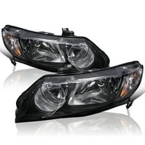 Spec-D Tuning Black Headlights Compatible with 2006-2011 Honda Civic 4Dr Sedan L R Pair Head Lights Lamps Assembly