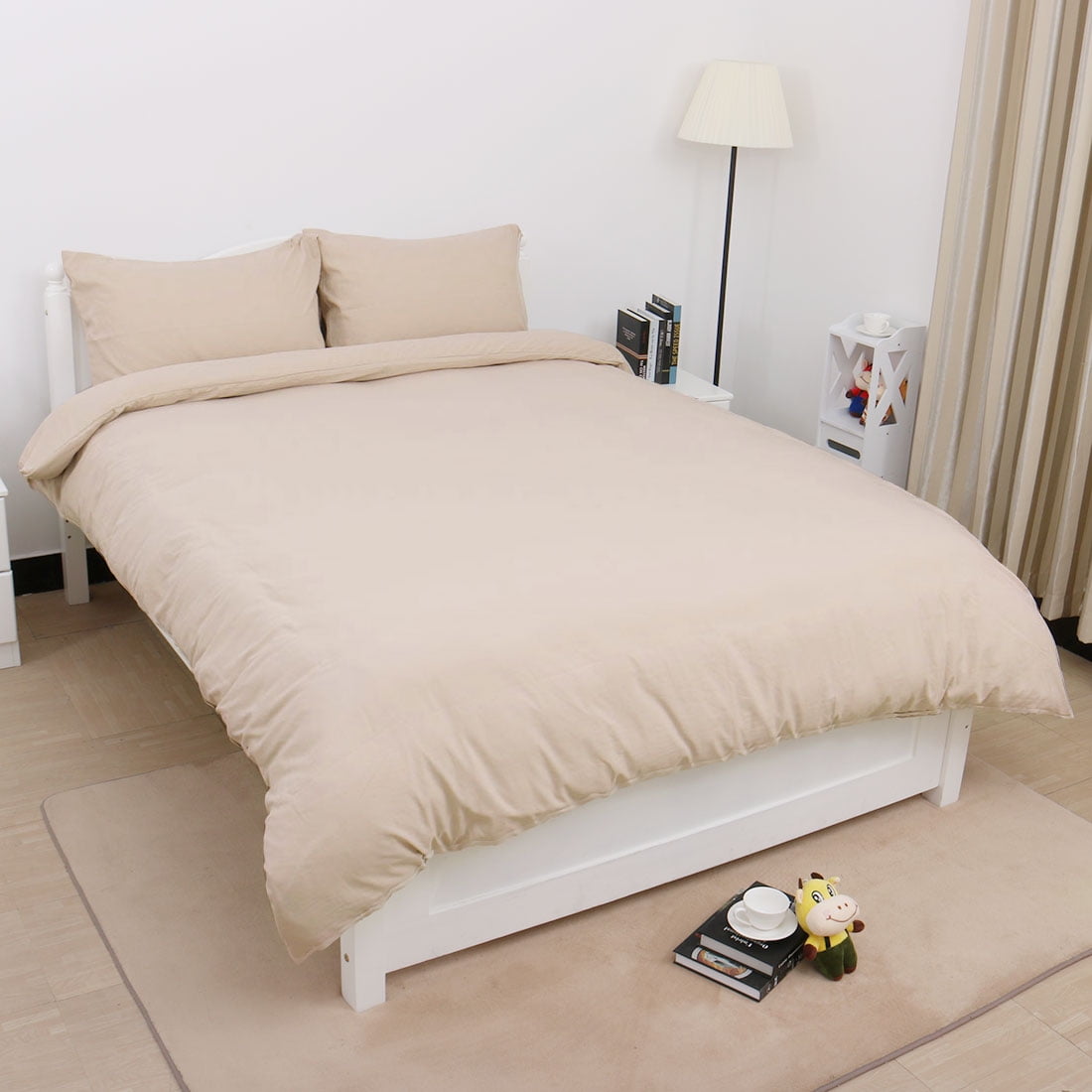 Unique Bargains Bedding Wrinkled Washed Cotton Soft 3 Pieces Duvet