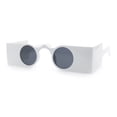thumbnail image 4 of Keyhole Bridge Rectangle Bar Shape Round Circle Lens Hipster Sunglasses White - Black, 4 of 8