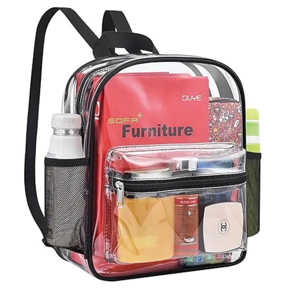Xycwyp Clear Backpack for School Heavy Duty PVC Water-Resistant Transparent Backpack with Reinforced Strap Stitches & Large Capacity for College Workplace, Clear Bag for Stadium Events Clear Bookbag
