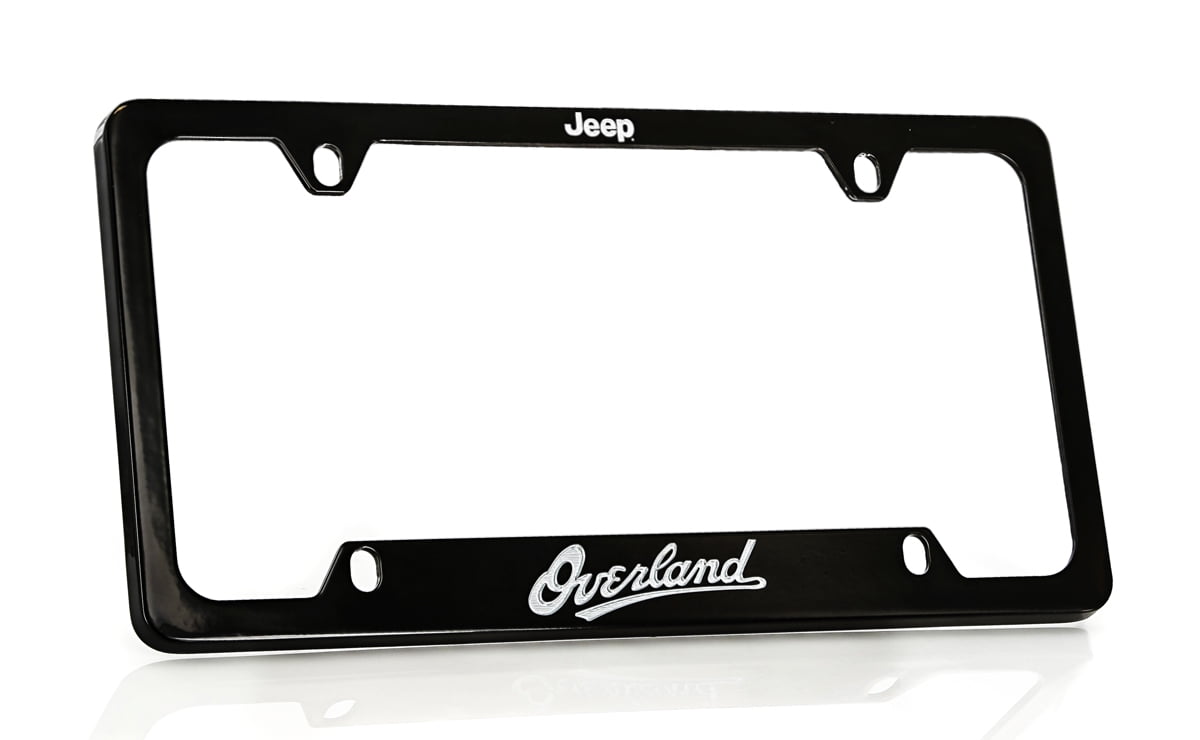 Jeep Overland Chrome Brass License Plate Frame - 4 Hole Metal Holder With Engraved Design, Official Licensed Product - View #8