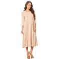 thumbnail image 2 of Women's Casual Basic Comfy 3/4 Sleeve Flare A-line Midi Long Maxi Dress, 2 of 6