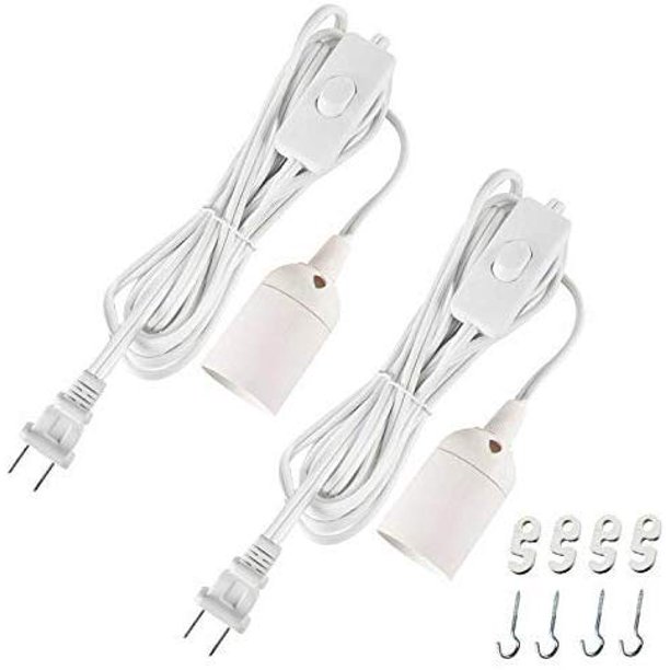 Simple Deluxe 2 Pack 20 Feet Extension Hanging Lantern Pendant Light Lamp Cord Cable E26 E27 Socket No Bulb Included On Off Switch
