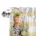 thumbnail image 5 of Kitchen Valances for Window, Watercolor Flower Potted Plant Light Filtering Rod Pocket Valance Curtain, Farm Beige White Stripe Short Curtains Window Topper for Bedroom Bathroom Living Room 42x12in, 5 of 9