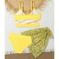 thumbnail image 6 of SGMVNU Girls Swimsuit with Cover up Skirt Girls Bathing Suits 7-16 3 Piece Tropical Print Bathing Suit Adjustable Straps Bikini Set Summer Beach Wear, Size 12-13 Years, 4-Yellow, 6 of 7