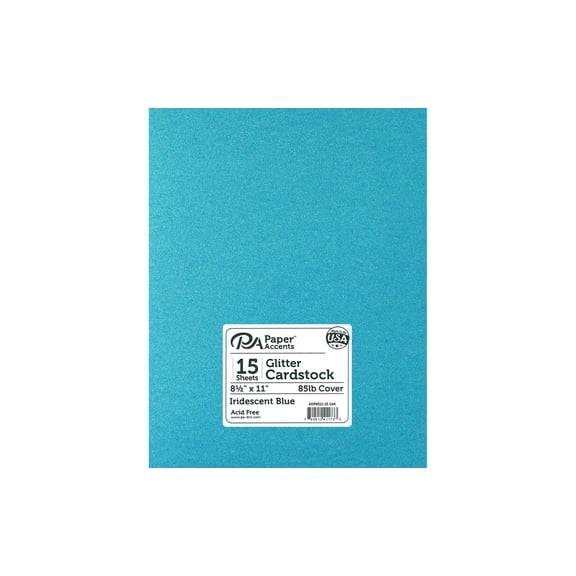 Paper Accents Glitter Cardstock 8.5"x 11" 85lb 15pc Iridescent Blue
