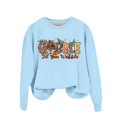 thumbnail image 1 of WEAIXIMIUNG Chandail en Molleton Blanc pour Femmes Mignon Dinde Imprimé Action de Grâce Col Rond Chandail en Molleton Ajusté Pull Décontracté Manches Longues Chemises d'Entraînement Amples Blouse Décontractée Manches Longues, 1 of 5
