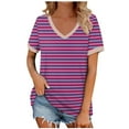 thumbnail image 2 of Fiudx Camisas para Mujer Camiseta de Manga Corta con Cuello En V Estampada de Verano para Mujer, 2 of 5