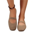 thumbnail image 3 of Willtoo Women Solid Suede Flats Ankle Strap Slip on Casual Shoes 2025 Square Toe Low Heels Vintage Fashionable Breathable Comfortable Slip Resistant Office Travel Walking Dancing Shoes Brown, 3 of 6