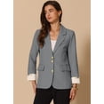 thumbnail image 2 of DARING DIVA Women's Notched Lapel Long Sleeve Jacket Suit Blazer S Grey, 2 of 6