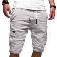 thumbnail image 1 of Mens3/4LongLengthCargoCombatShortsElasticatedWaistThreeQuarterWorkMultiPocketPants, 1 of 2