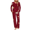 thumbnail image 2 of EchfiProm Christmas Pajamas for Women Cute Loungewear One Sets Pants and Long Sleeve Soft Red Womens Pjs Set, 2 of 8