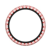 XMXY Car Steering Wheel Cover, Red Checker Chequered Non-Slip Jeep Truck Universal Elastic Steering Wheel Protector 15 inch