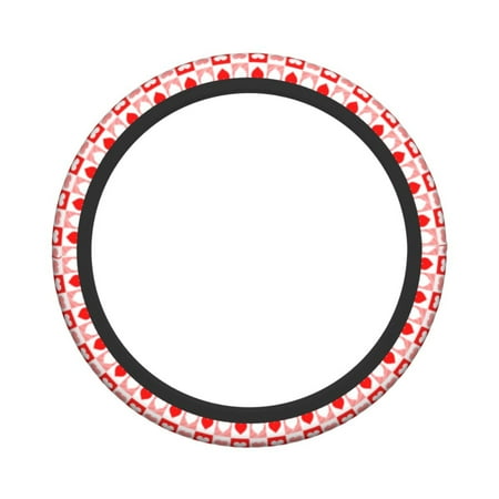 XMXY Car Steering Wheel Cover, Red Checker Chequered Non-Slip Jeep Truck Universal Elastic Steering Wheel Protector 15 inch