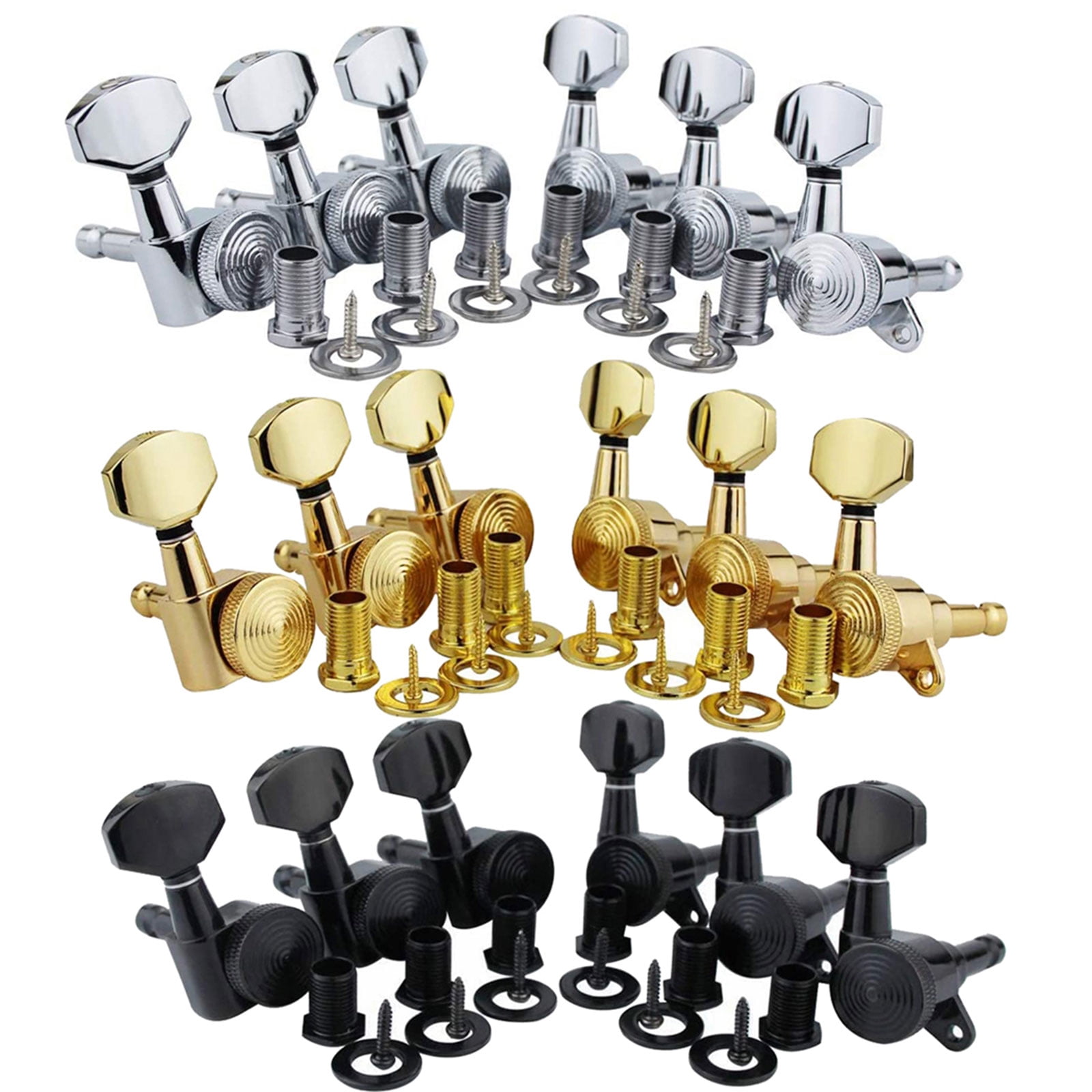 6Pcs 6R/6L/3R+3L Guitar Locking Tuners, 1:18 Lock String Tuning for Key Pegs Machine Heads for LP SG Style Electric Guit