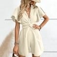 thumbnail image 5 of Jerdar Outfits for Women Summer Casual Short Sleeve Button Down Tops Blouses Shirts and Shorts Set with Pockets Jumpsuit M, 5 of 6