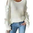 thumbnail image 2 of Women'S Oversized Sweaters Fall Cute Crewneck Long Sleeve Knit Pullover Sweater Jumper Tops Cream White L, 2 of 9